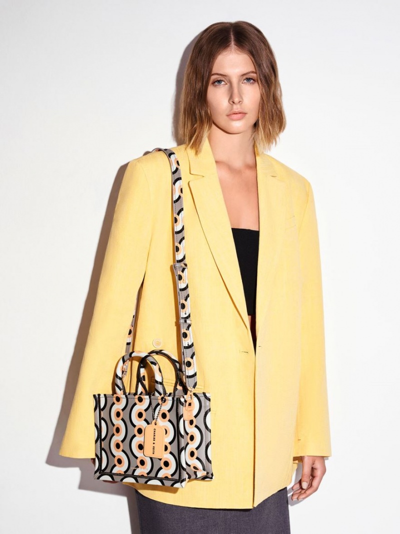 Geanta Tote Charles & Keith Mini Jump Print Colorati | 082ZDEUIC
