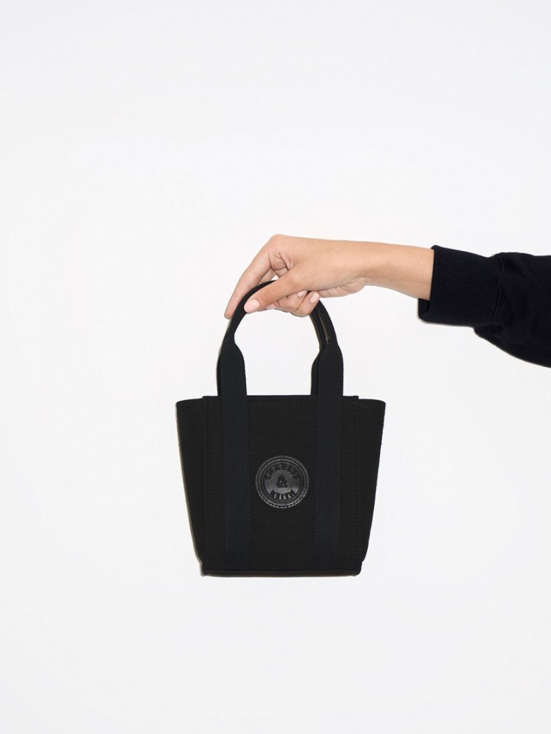 Geanta Tote Charles & Keith Mini Kay Panza Negrii | 680PBSFEY