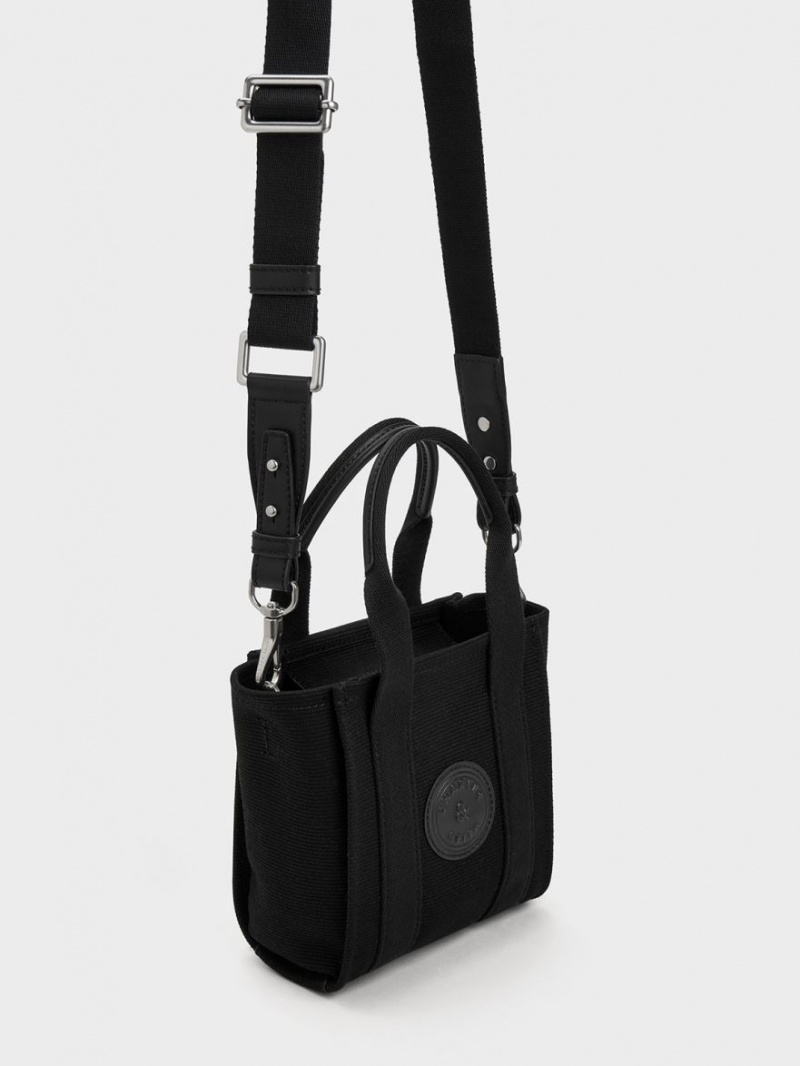 Geanta Tote Charles & Keith Mini Kay Panza Negrii | 680PBSFEY