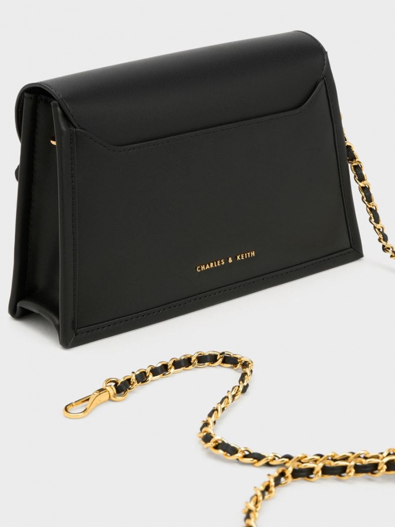 Geanta Tote Charles & Keith Mini Roza Beaded Handle Scarf Negrii | 038CEVWZT