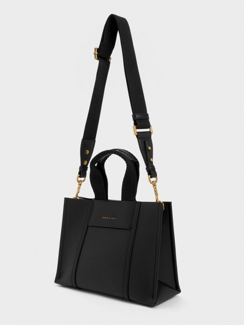 Geanta Tote Charles & Keith Mini Shalia Negrii | 284ZQEPJK