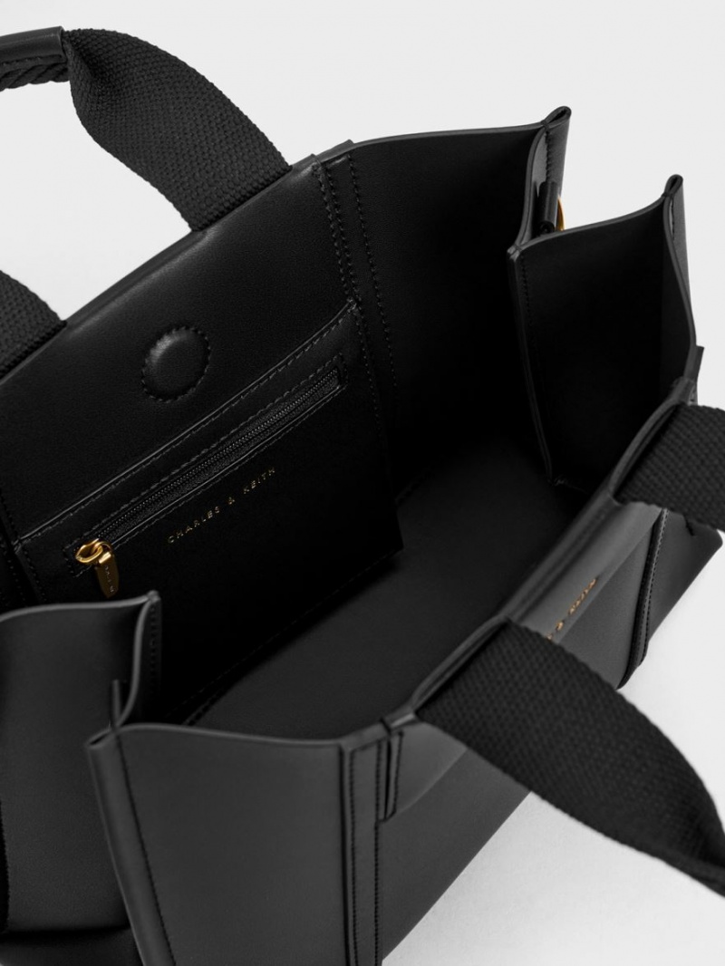 Geanta Tote Charles & Keith Mini Shalia Negrii | 284ZQEPJK