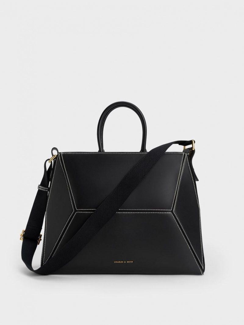 Geanta Tote Charles & Keith Nasrin Geometric Negrii | 630UNRLSP