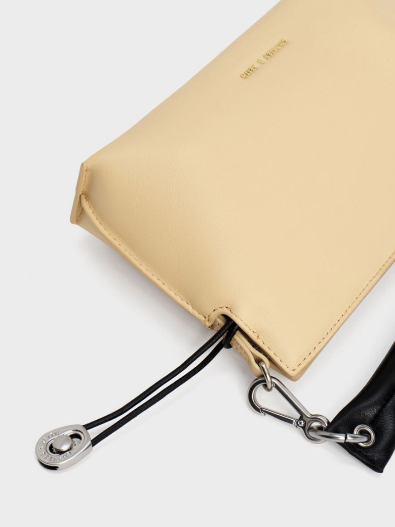 Geanta Tote Charles & Keith Nina Piele Drawstring Slouchy Bej | 319CUZRQO