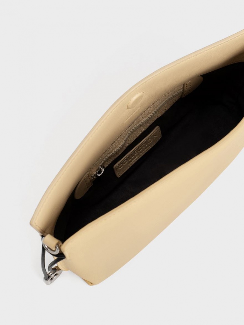 Geanta Tote Charles & Keith Nina Piele Drawstring Slouchy Bej | 319CUZRQO