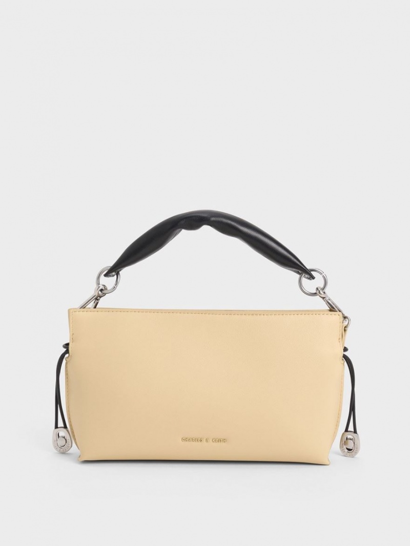 Geanta Tote Charles & Keith Nina Piele Drawstring Slouchy Bej | 319CUZRQO