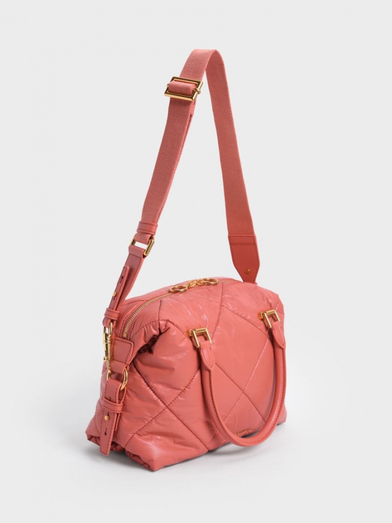 Geanta Tote Charles & Keith Paffuto Matlasat Corai | 920JHWINC