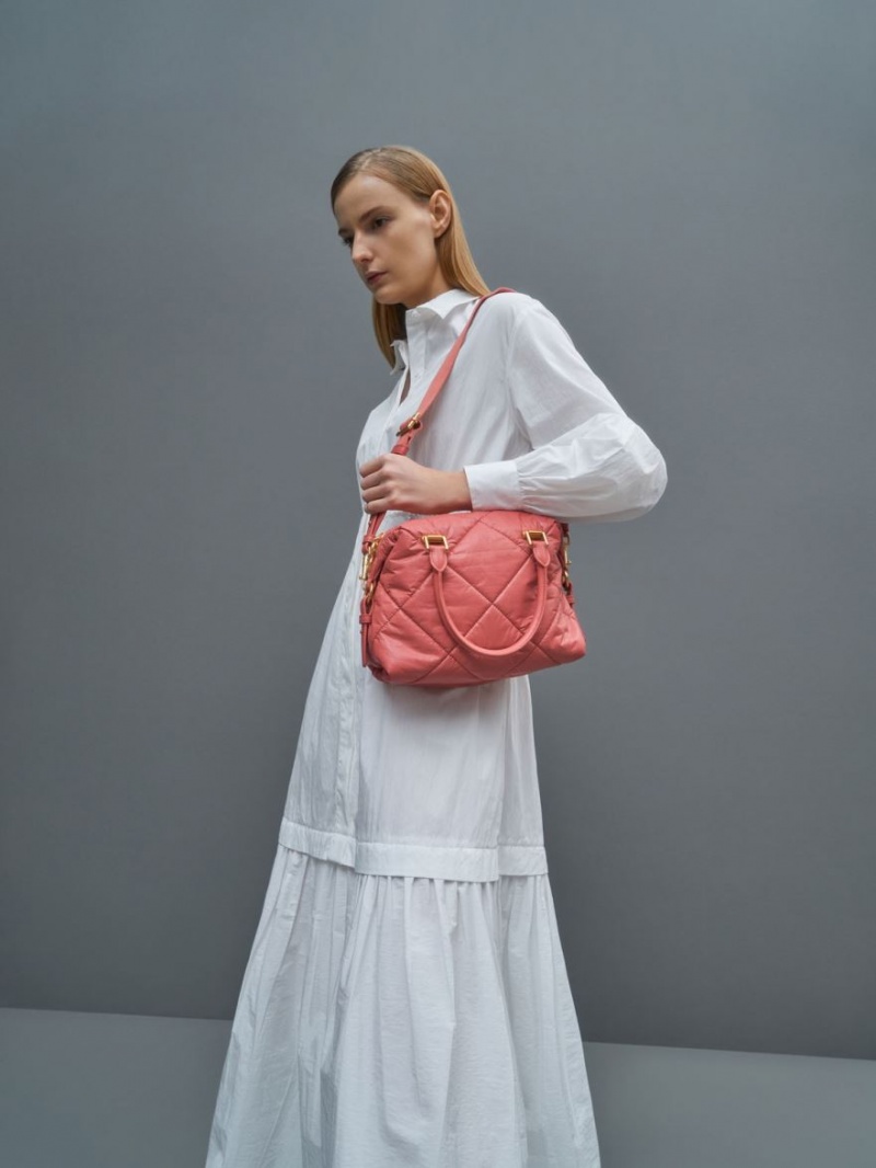 Geanta Tote Charles & Keith Paffuto Matlasat Corai | 920JHWINC
