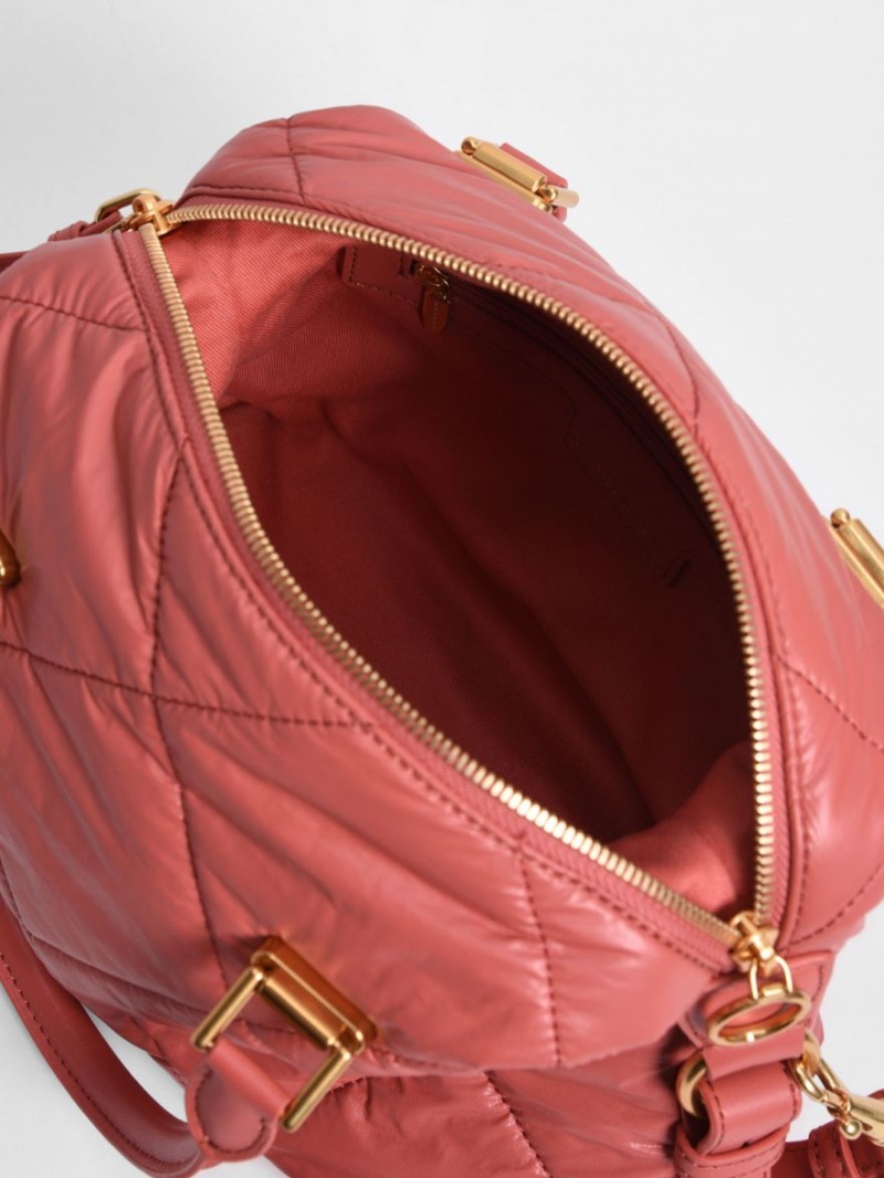 Geanta Tote Charles & Keith Paffuto Matlasat Corai | 920JHWINC