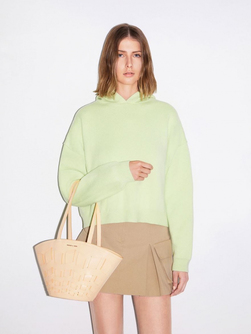 Geanta Tote Charles & Keith Panelled Bej | 350RWDITS