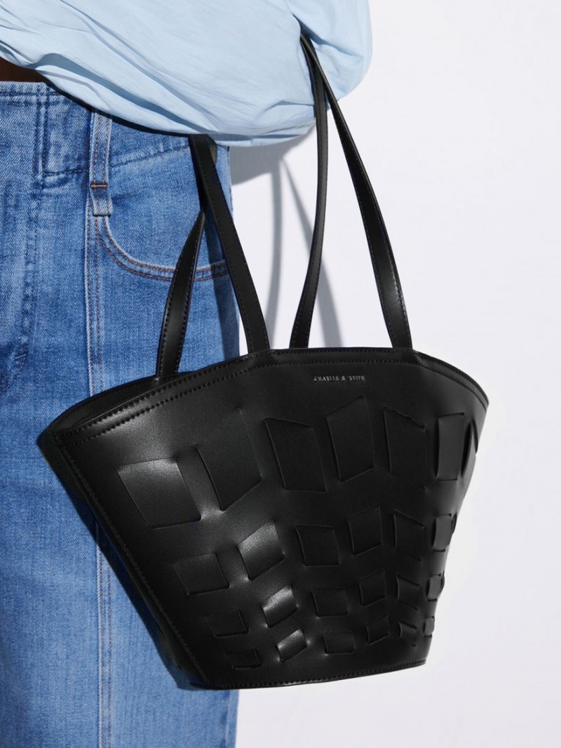 Geanta Tote Charles & Keith Panelled Negrii | 079UHPKWE