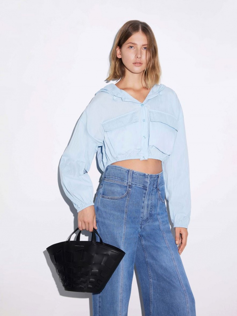 Geanta Tote Charles & Keith Panelled Negrii | 079UHPKWE