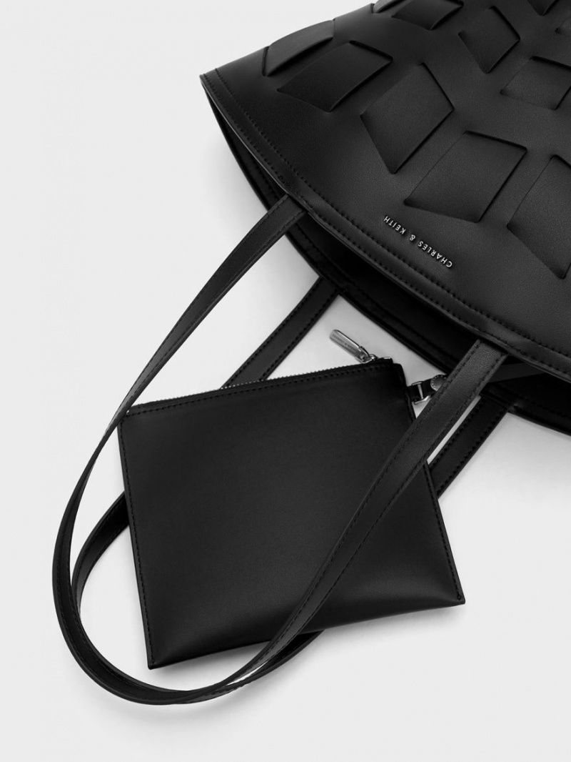 Geanta Tote Charles & Keith Panelled Negrii | 079UHPKWE