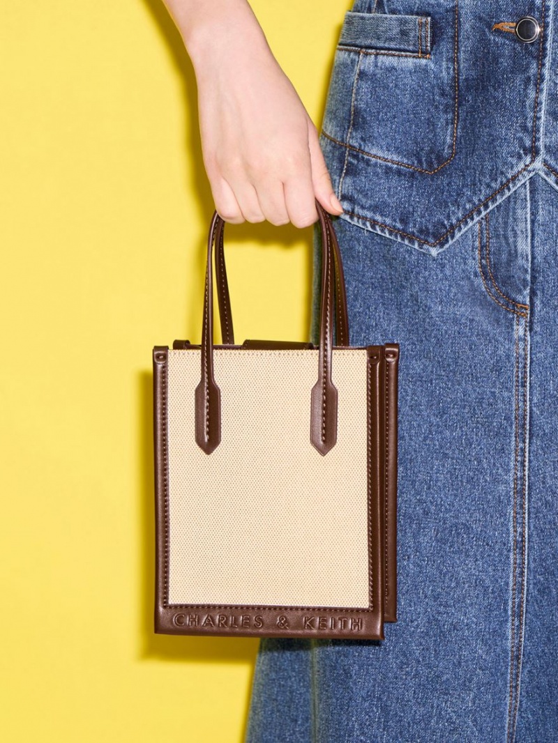 Geanta Tote Charles & Keith Panza Geometric Maro Inchis | 426PSXODH