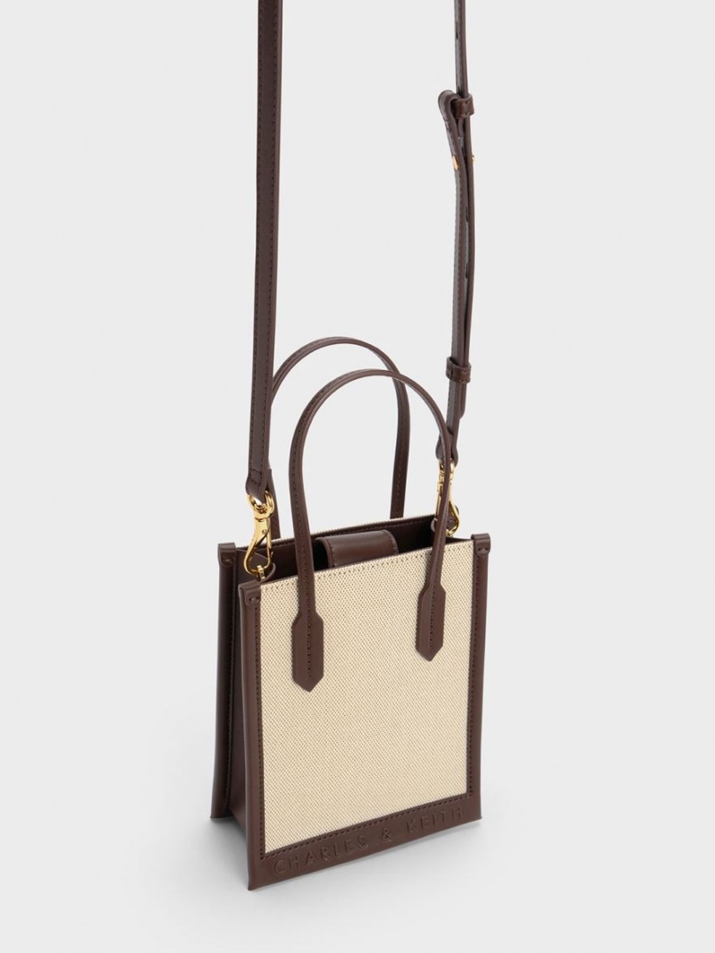 Geanta Tote Charles & Keith Panza Geometric Maro Inchis | 426PSXODH