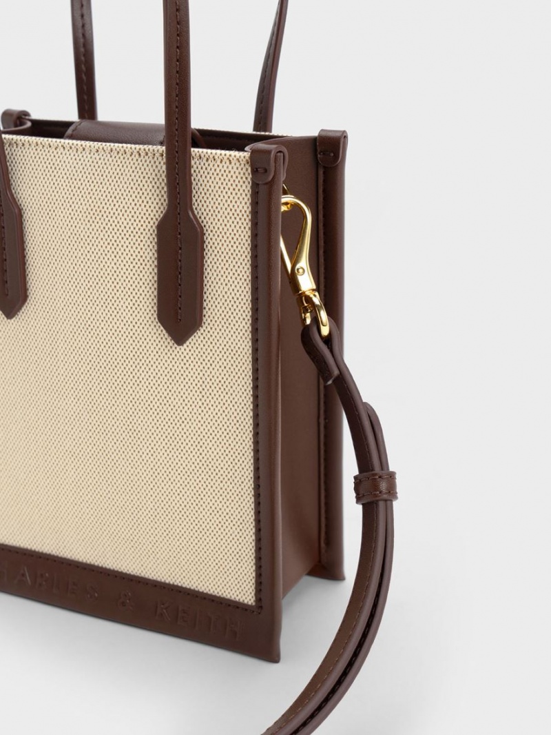 Geanta Tote Charles & Keith Panza Geometric Maro Inchis | 426PSXODH