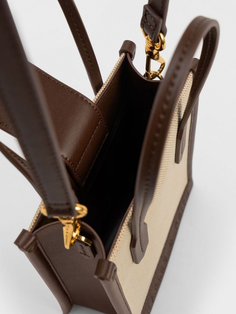 Geanta Tote Charles & Keith Panza Geometric Maro Inchis | 426PSXODH
