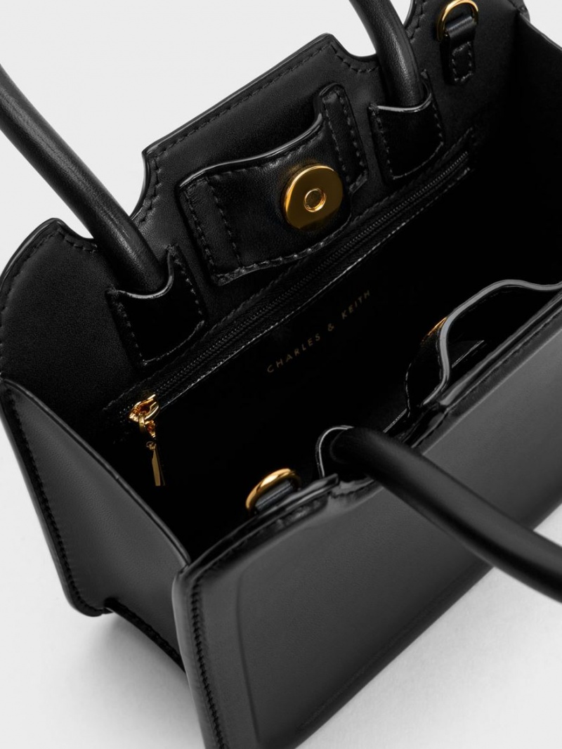 Geanta Tote Charles & Keith Perline Sculptural Negrii | 952HADEIK