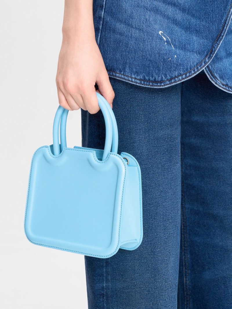 Geanta Tote Charles & Keith Perline Sculptural Albastri Deschis | 284JGYZEW