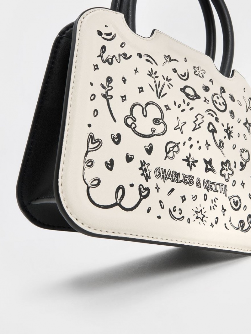 Geanta Tote Charles & Keith Perline Sculptural Albi | 385SRYMHL