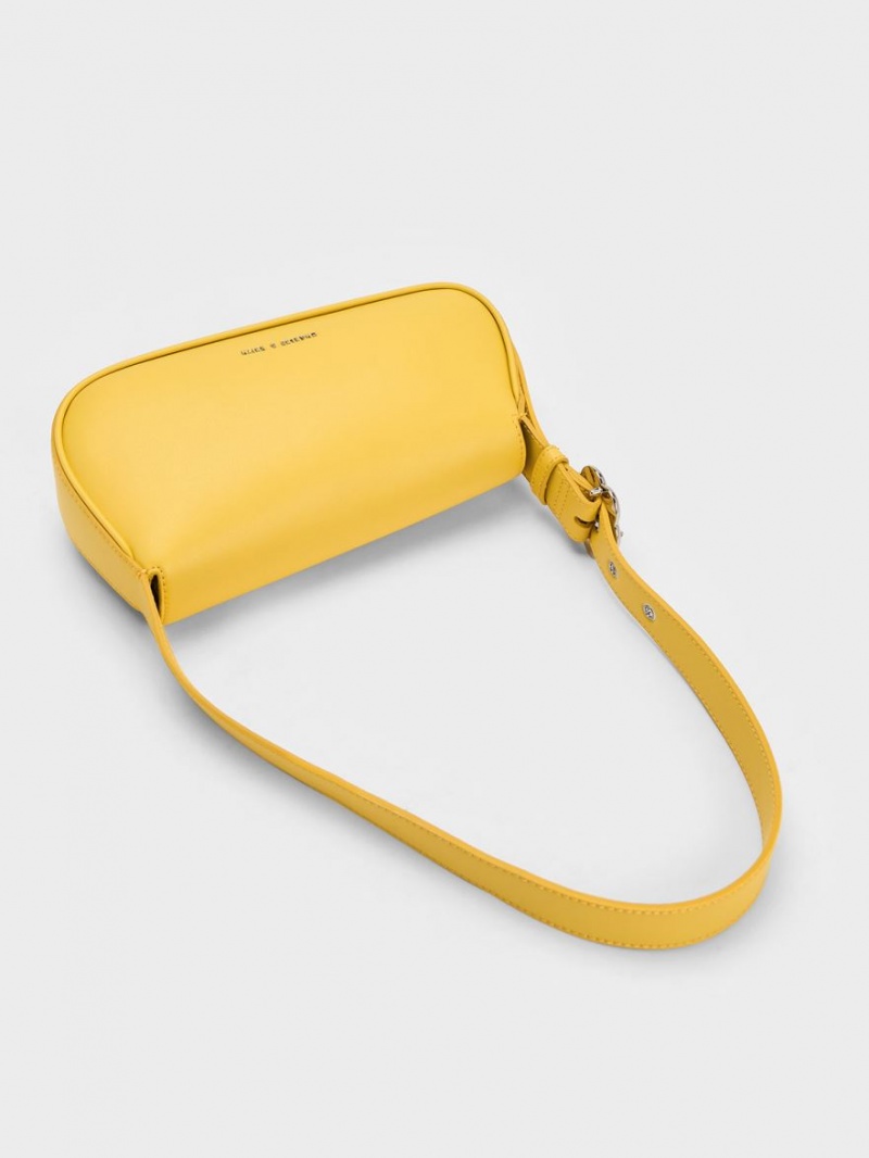 Geanta Tote Charles & Keith Petra Asymmetrical Front Flap Galbeni | 362ACILHR