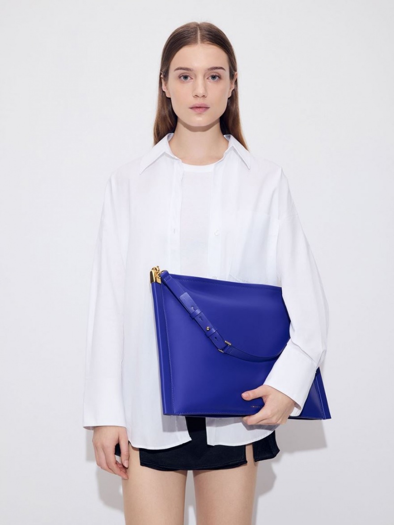 Geanta Tote Charles & Keith Ridley Slouchy Albastri | 451GEJKND