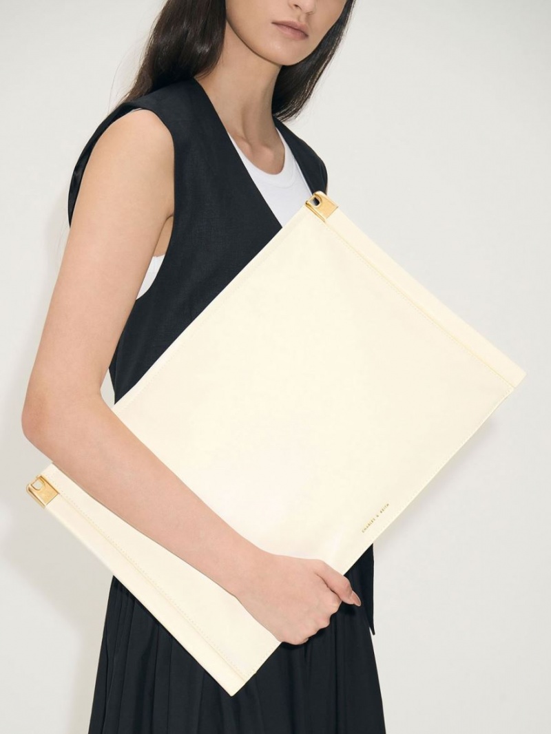 Geanta Tote Charles & Keith Ridley Slouchy Albi | 978CYDSRA