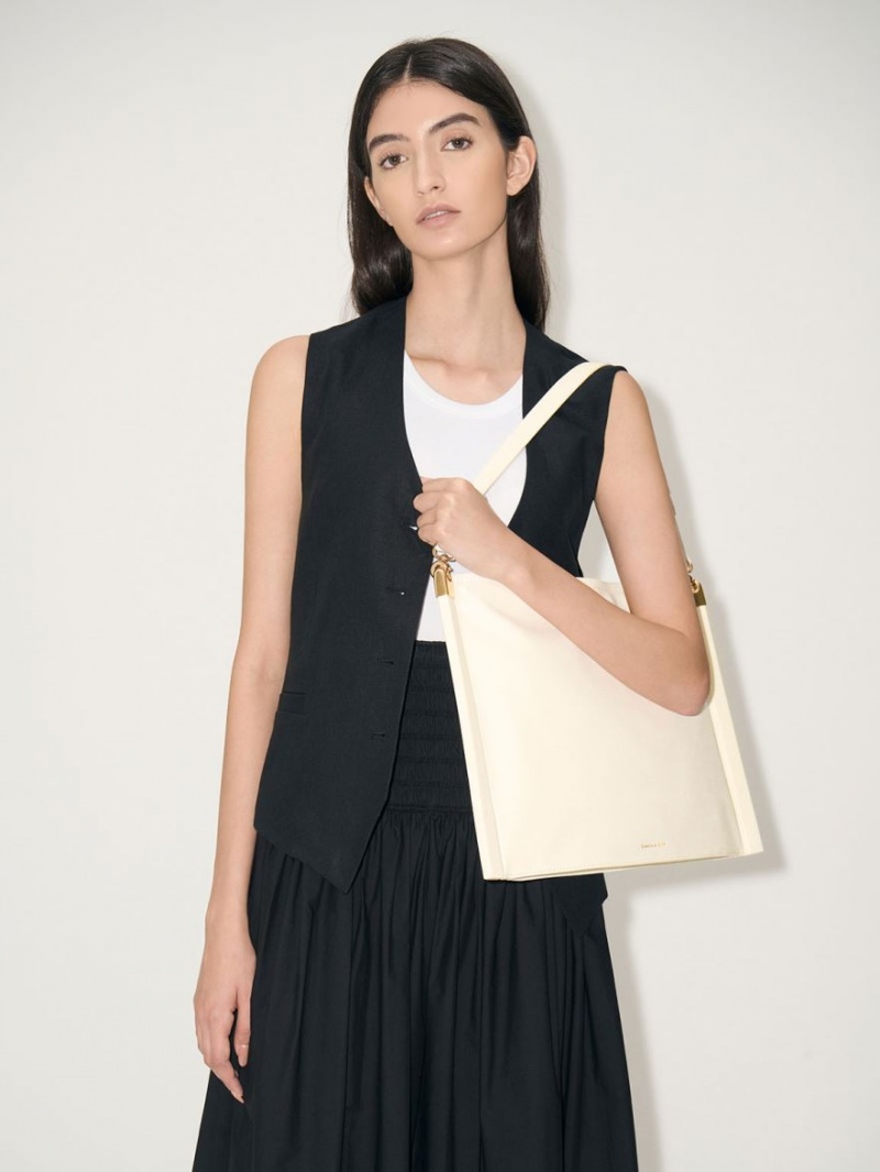 Geanta Tote Charles & Keith Ridley Slouchy Albi | 978CYDSRA