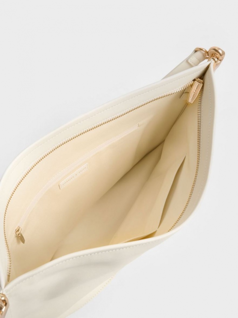 Geanta Tote Charles & Keith Ridley Slouchy Albi | 978CYDSRA