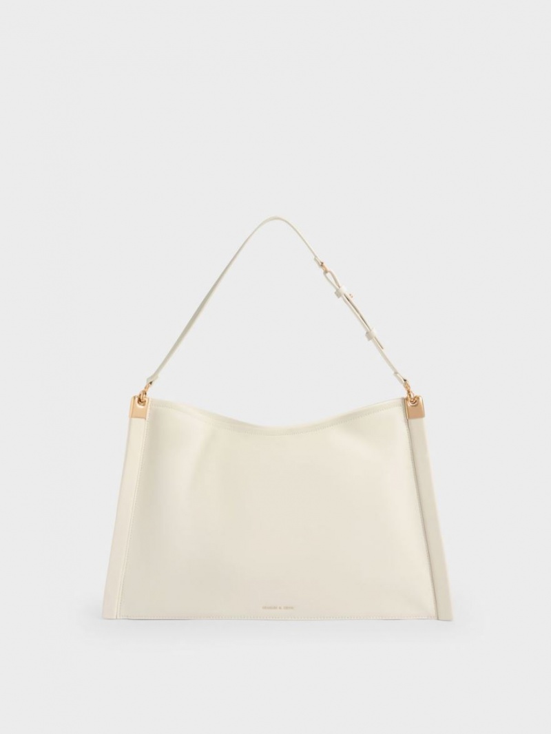 Geanta Tote Charles & Keith Ridley Slouchy Albi | 978CYDSRA