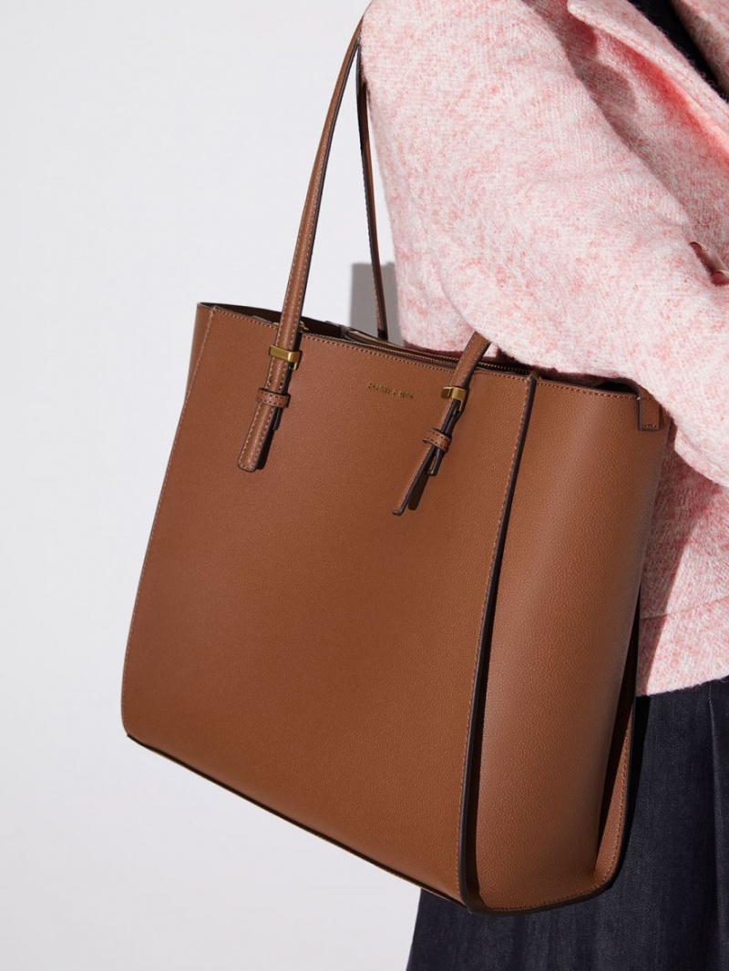 Geanta Tote Charles & Keith Sansa Ciocolata | 265YWJLKA