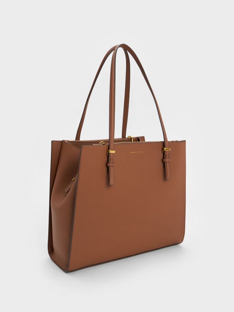 Geanta Tote Charles & Keith Sansa Ciocolata | 265YWJLKA