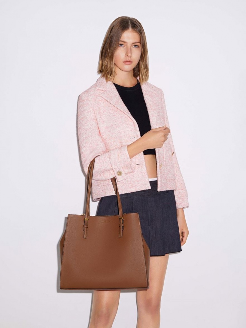 Geanta Tote Charles & Keith Sansa Ciocolata | 265YWJLKA