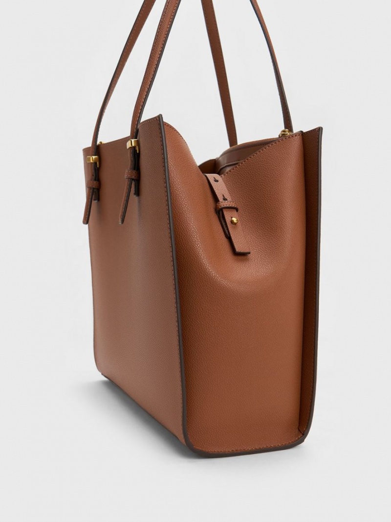 Geanta Tote Charles & Keith Sansa Ciocolata | 265YWJLKA