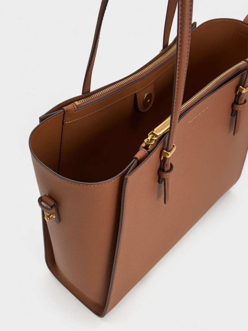 Geanta Tote Charles & Keith Sansa Ciocolata | 265YWJLKA