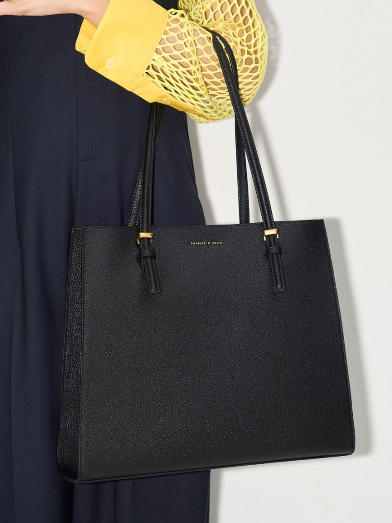Geanta Tote Charles & Keith Sansa Negrii | 596IOPTAB