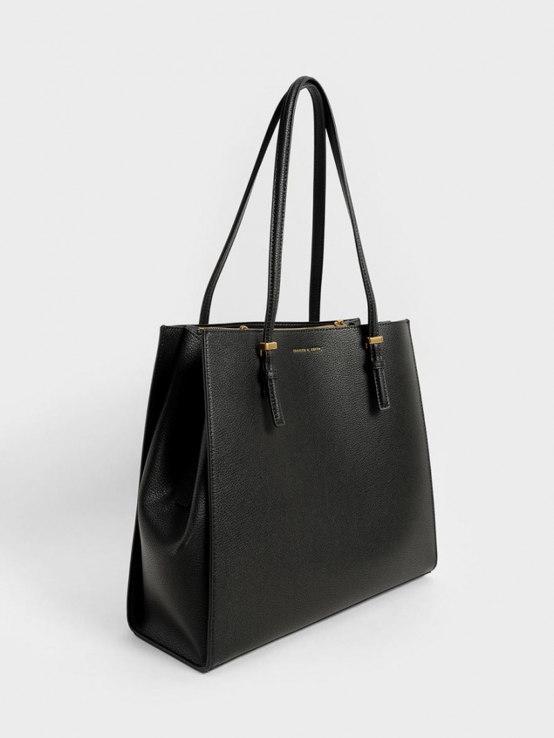 Geanta Tote Charles & Keith Sansa Negrii | 596IOPTAB