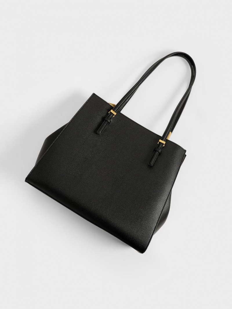 Geanta Tote Charles & Keith Sansa Negrii | 596IOPTAB