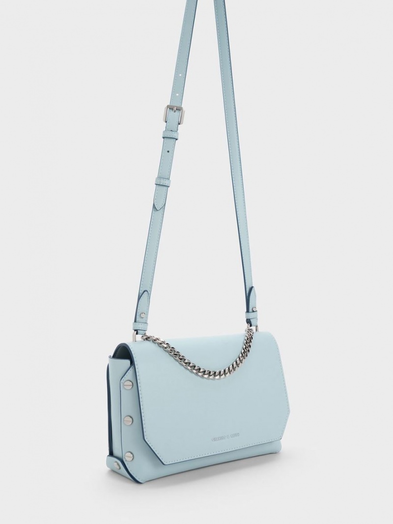 Geanta Tote Charles & Keith Screw Motif Front Flap Albastri | 403XWBNUJ