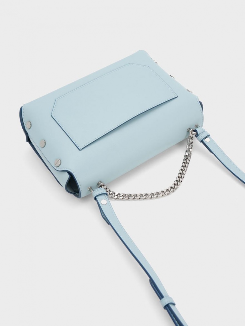 Geanta Tote Charles & Keith Screw Motif Front Flap Albastri | 403XWBNUJ
