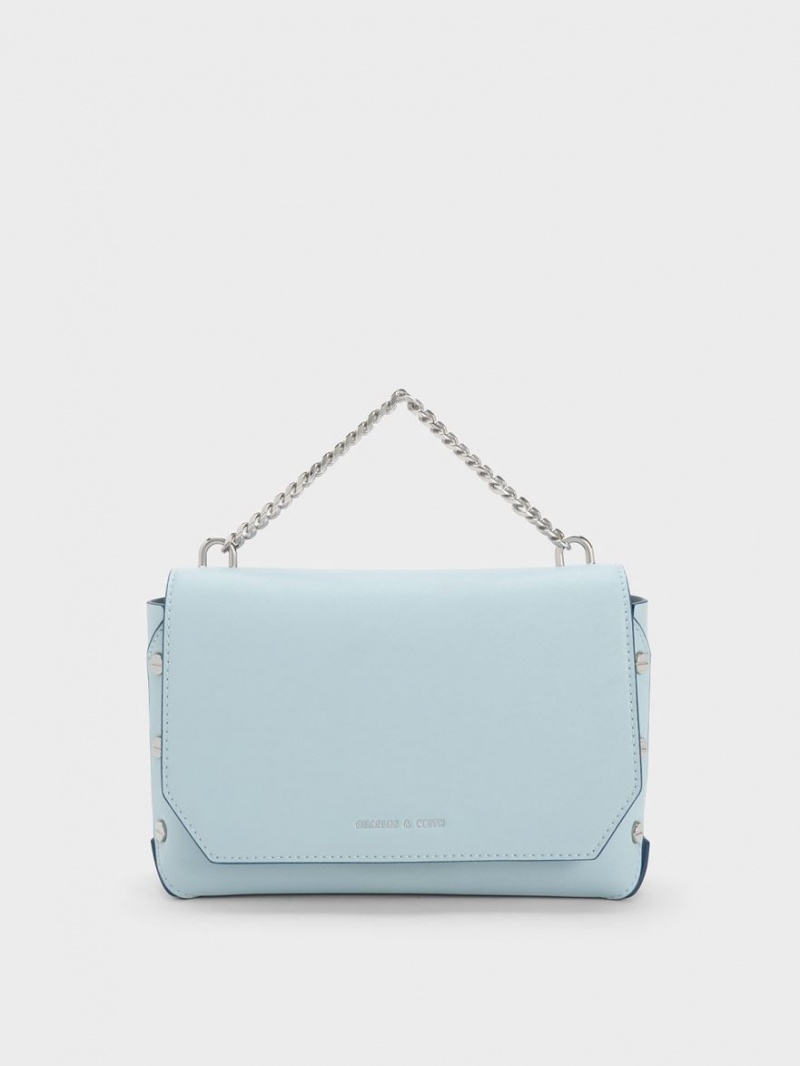 Geanta Tote Charles & Keith Screw Motif Front Flap Albastri | 403XWBNUJ