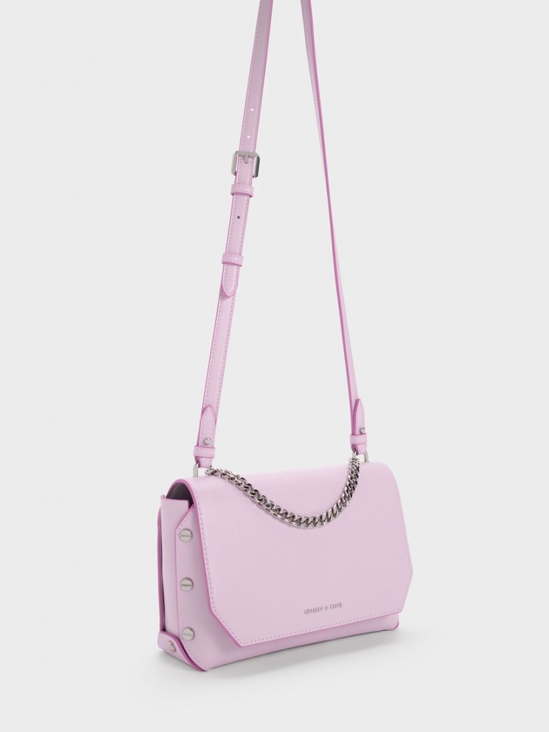 Geanta Tote Charles & Keith Screw Motif Front Flap Violet | 148UPTGDA