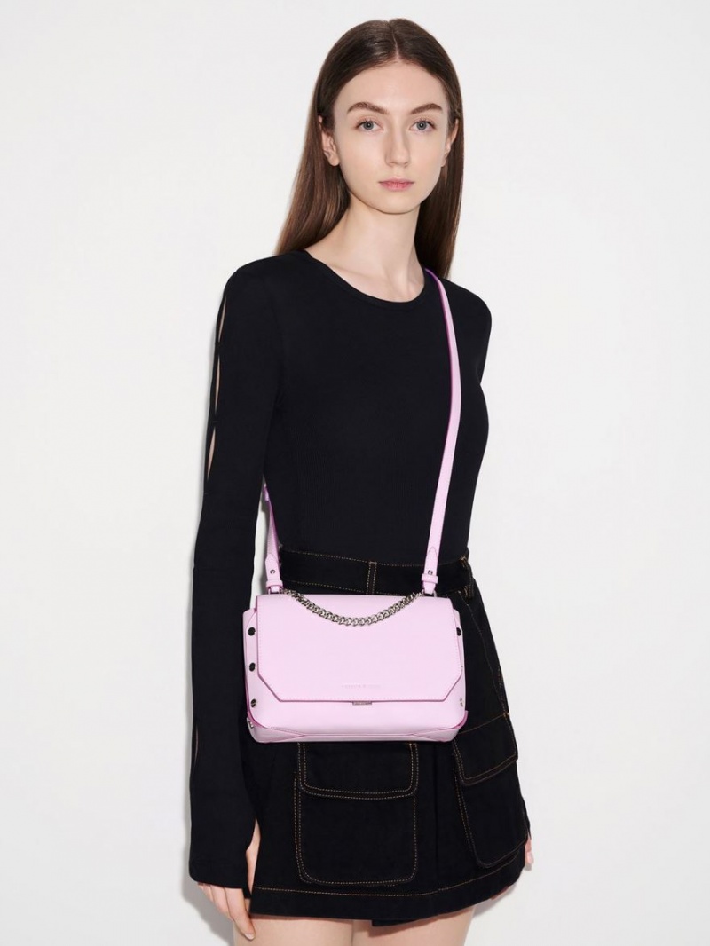 Geanta Tote Charles & Keith Screw Motif Front Flap Violet | 148UPTGDA
