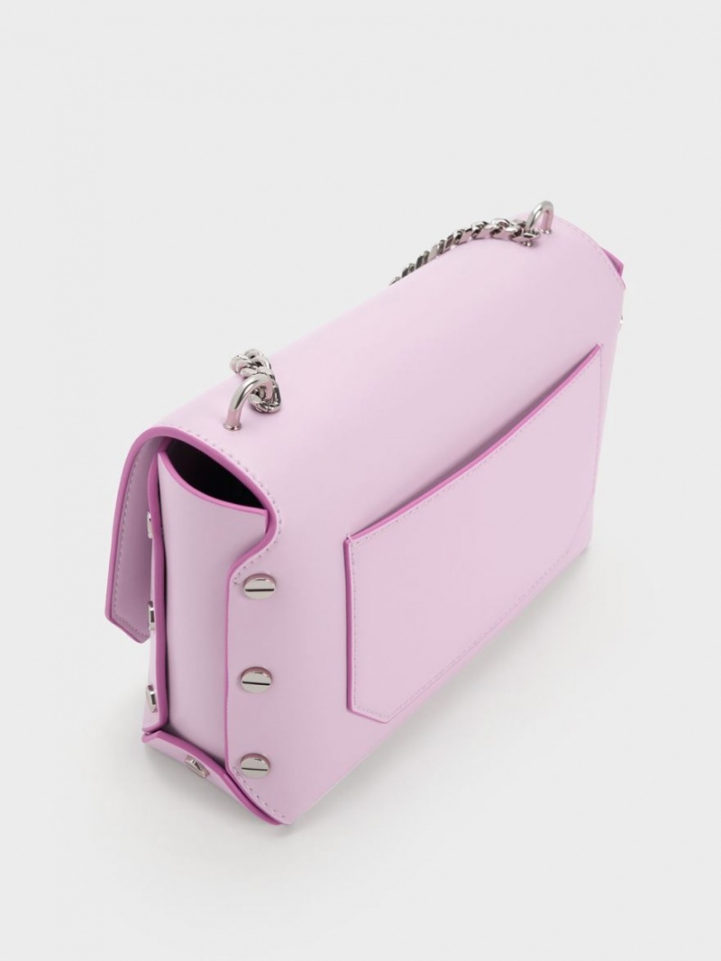 Geanta Tote Charles & Keith Screw Motif Front Flap Violet | 148UPTGDA