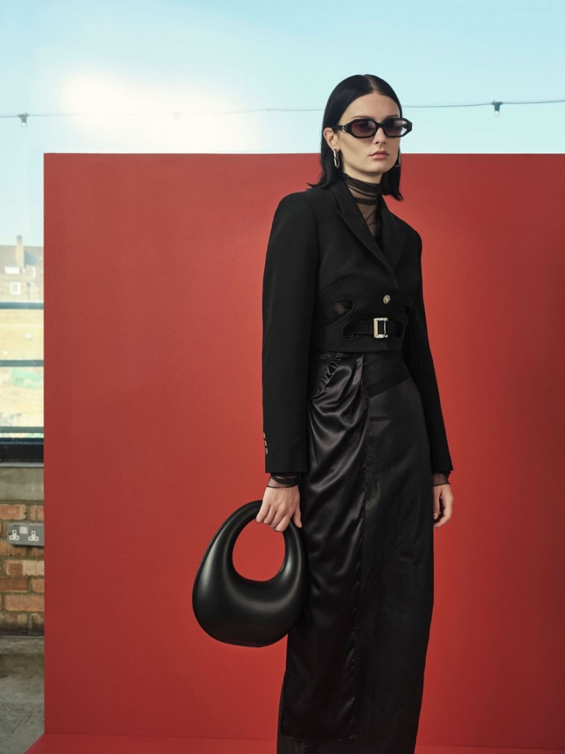 Geanta Tote Charles & Keith Sculptural Top Handle Moon Negrii | 401FYTLJU