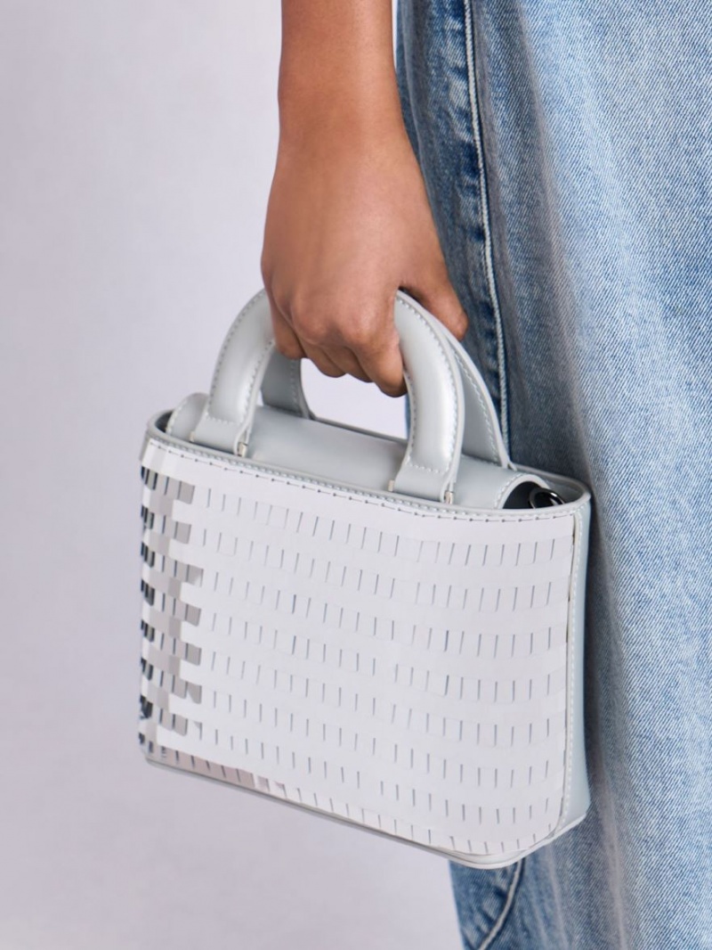 Geanta Tote Charles & Keith Sequinned Double Handle Argintii | 091HQSMRL