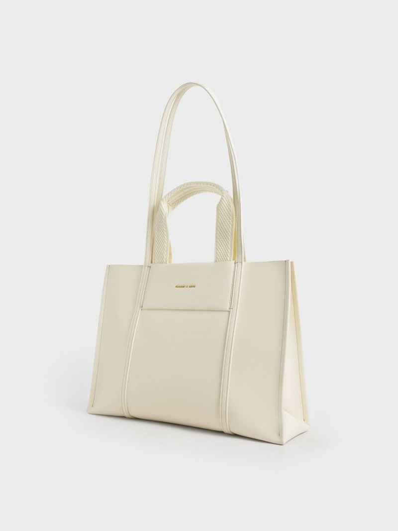 Geanta Tote Charles & Keith Shalia Albi | 932QELKWP