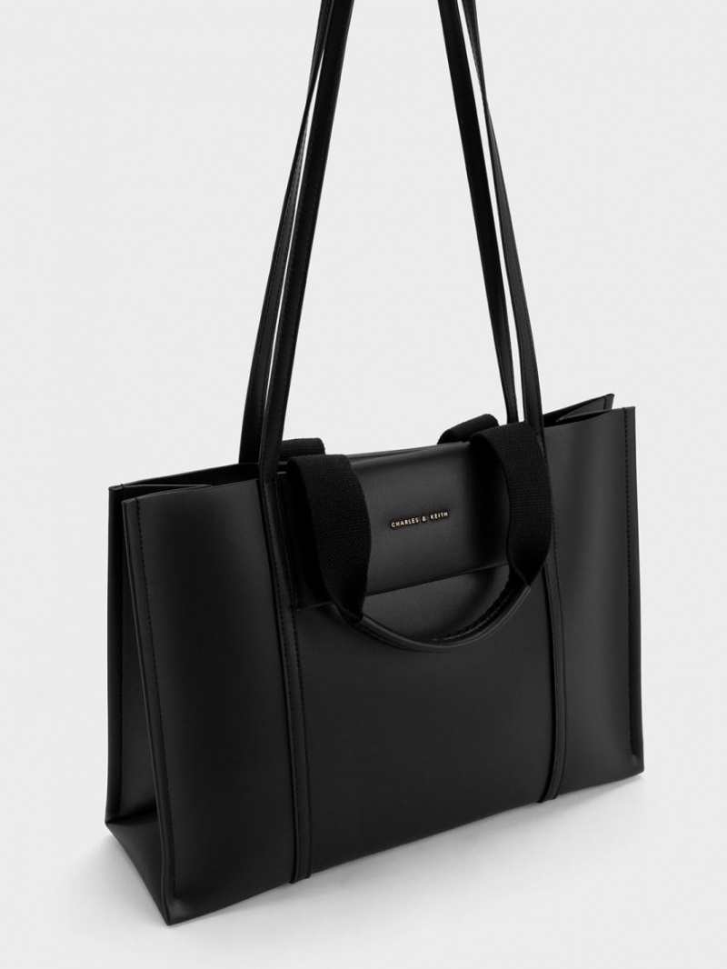 Geanta Tote Charles & Keith Shalia Negrii | 519IOAMCS