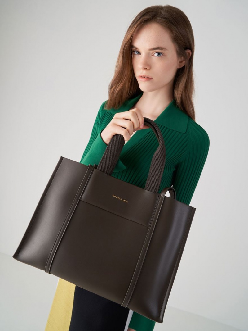 Geanta Tote Charles & Keith Shalia Negrii | 426SEHQMA