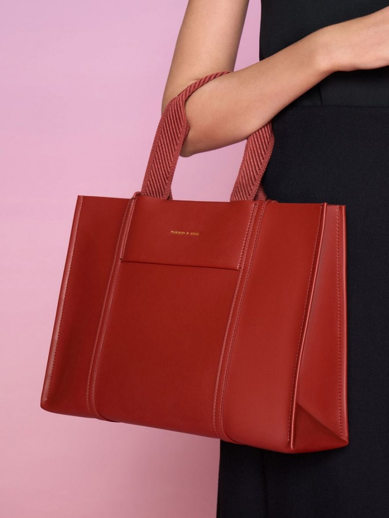 Geanta Tote Charles & Keith Shalia Rosii Inchis | 180SLQARJ
